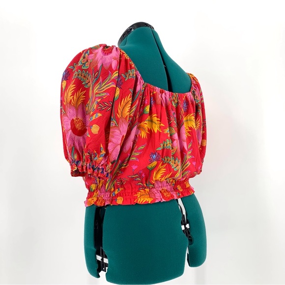 RACHEL Rachel Roy NWT Red Tropical Floral Patterned Off-the Shoulder Top, Medium - Picture 5 of 15